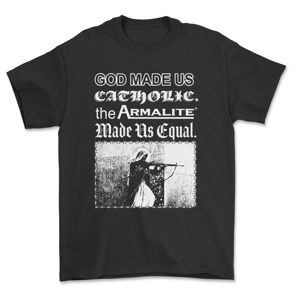 God Made Us Catholic T-shirt [FRONT PRINT ONLY]